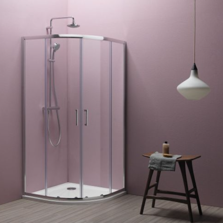 Tuš kabina Kolpa San Eco Quat R90x185cm silver ram providno staklo 5mm 538580