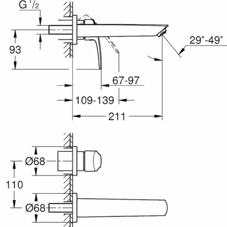 grohe-eurosmart-29338003-tehnicki crtez