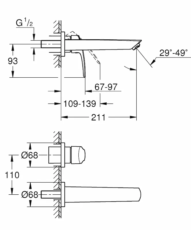 grohe-eurosmart-29338003-tehnicki crtez grohe-eurosmart-29338003-tehnicki crtez
